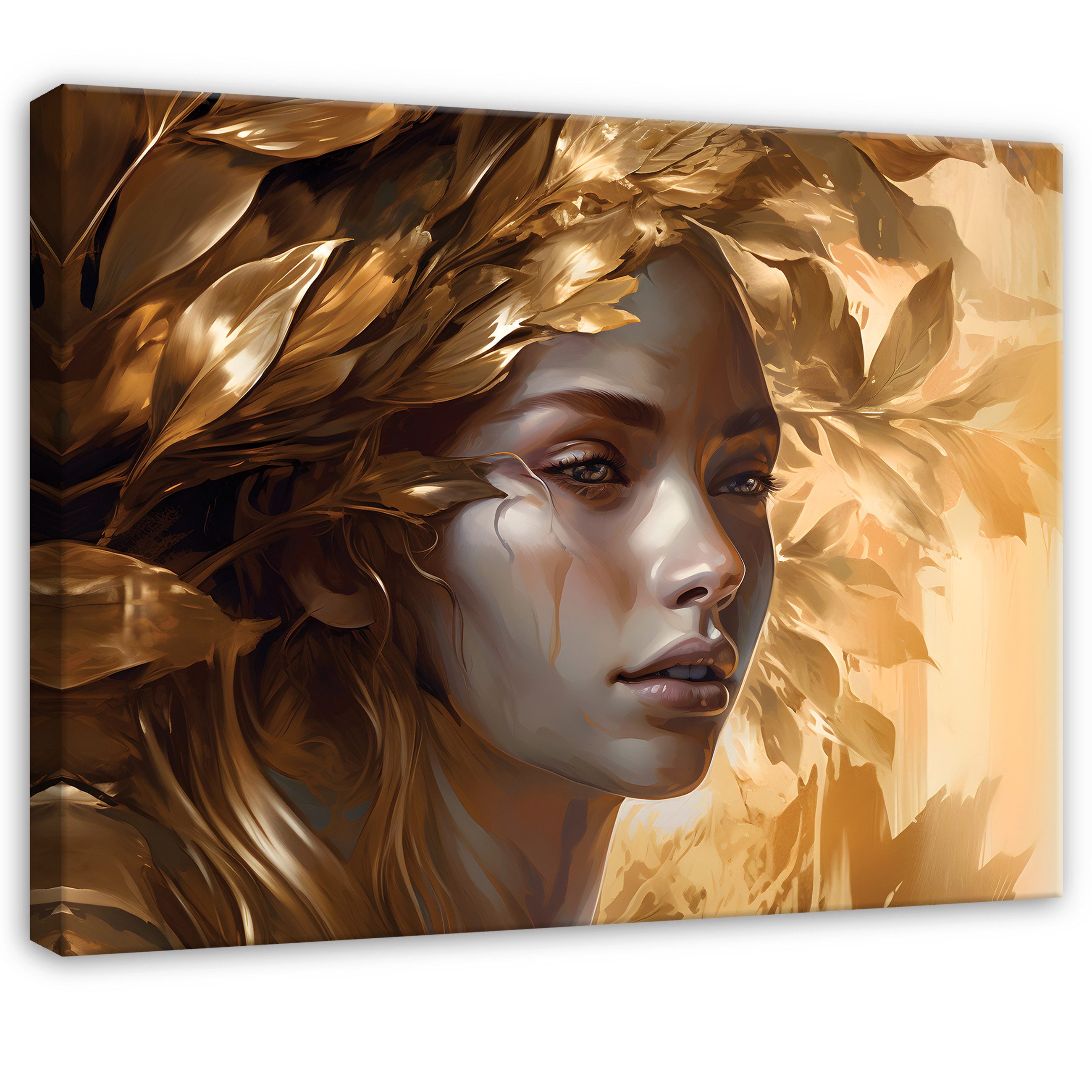 Wallarena Fototapete Frau Gesicht - Gold - Elegant - Vlies - Schlafzimmer, glatt, 60x40x2cm