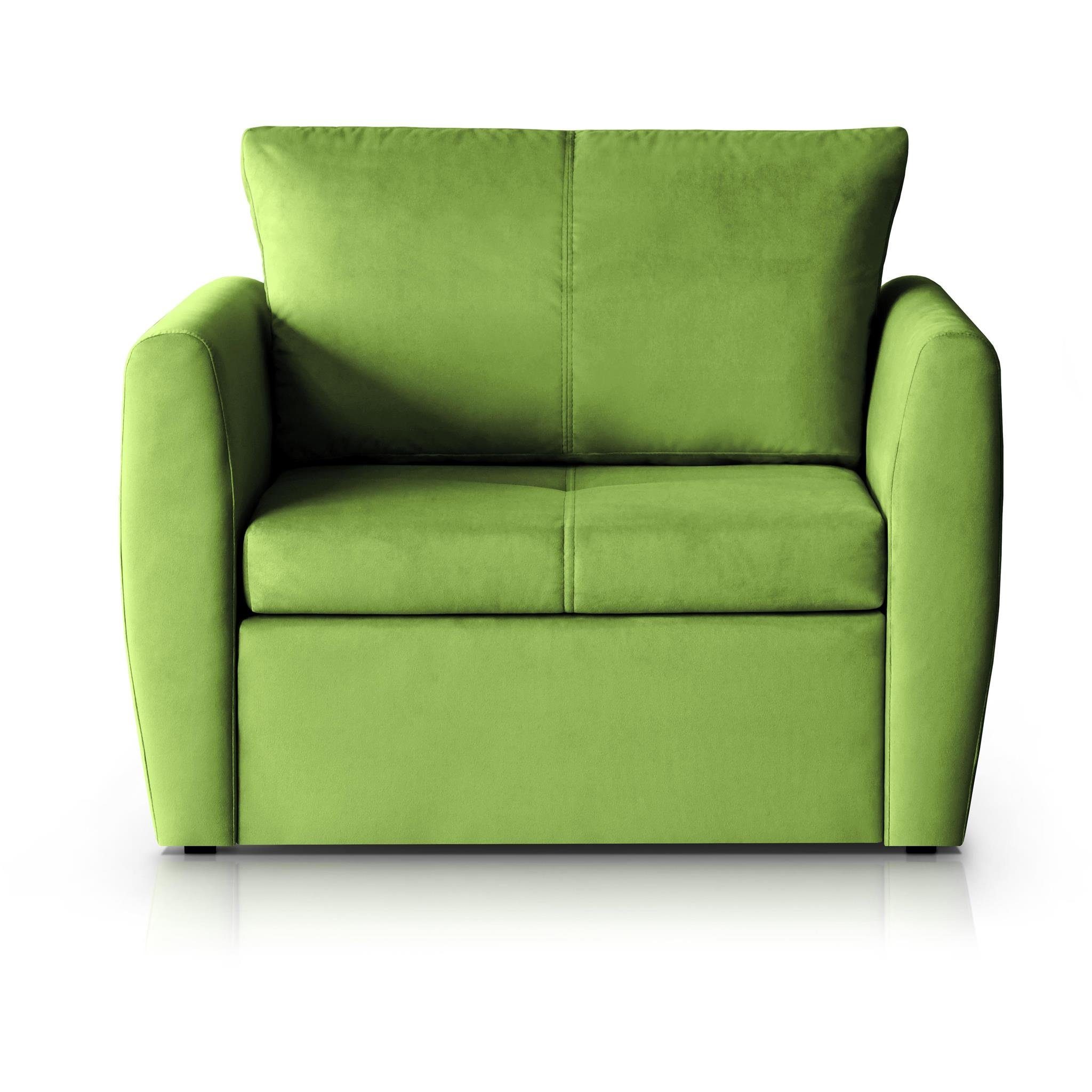 Schlaffunktion, und Sessel Relaxsessel Beautysofa Bettkasten 12) mit Kamel Grün Design), Polstersessel (trinity (im aus modernes Velours