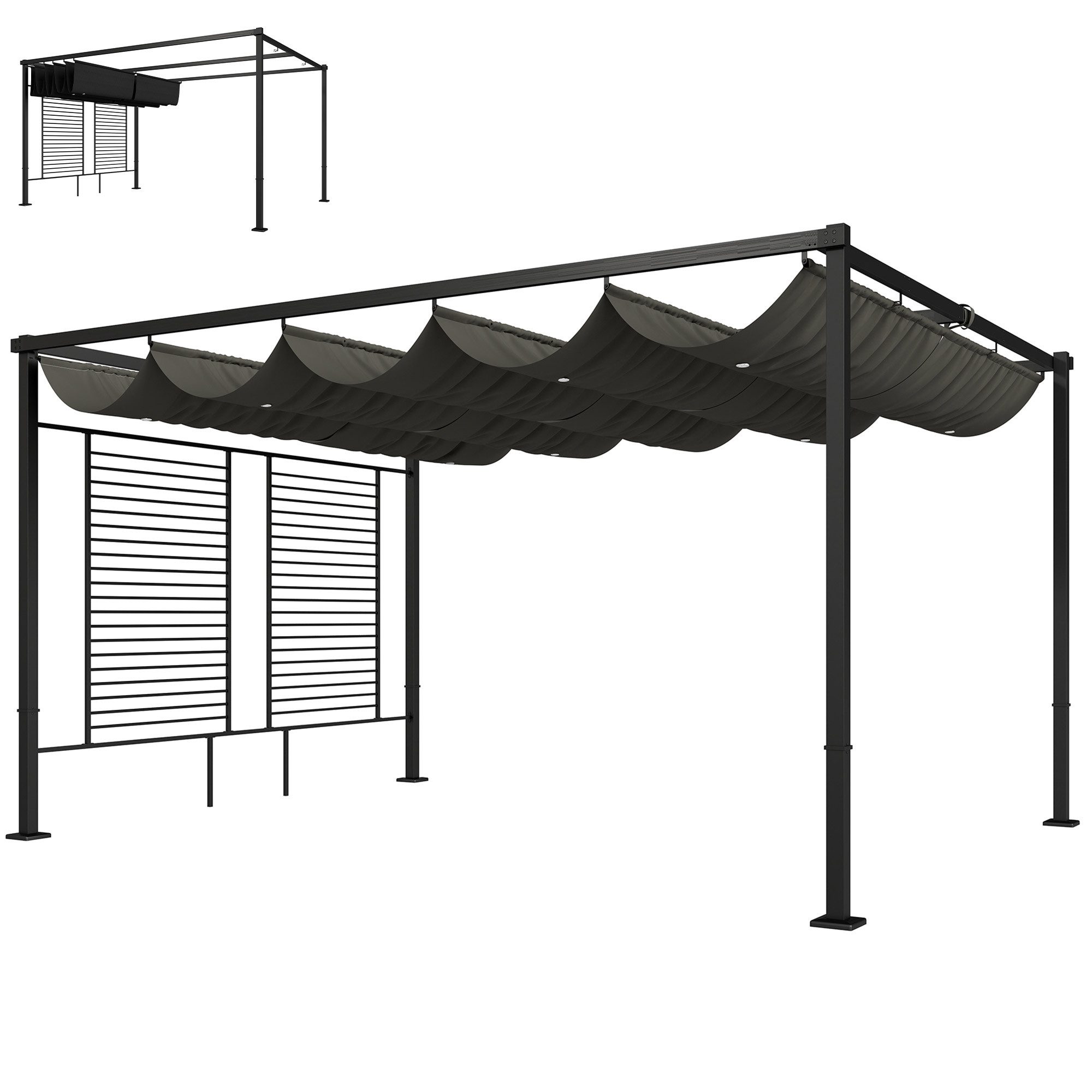MC Star Pergola Heckzelt für 2-4 Personen, 320 x 280 x 205 cm 2 in 1 Autozelt, (wasserdicht Tunnelzelt mit 4 Türen Fenster Bodenplane)