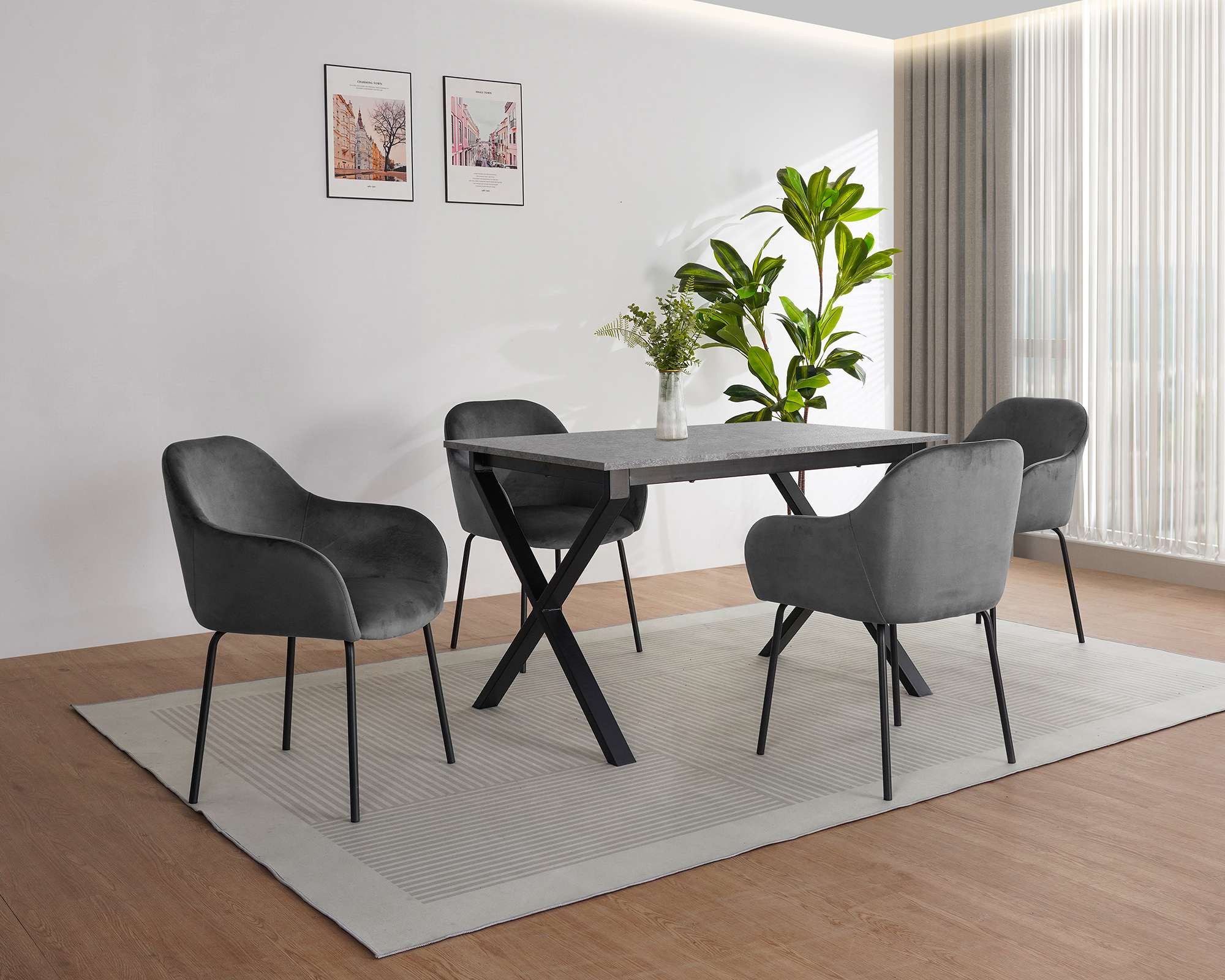 OTTO home Esszimmerstuhl Dannika (Set, 2 St), pflegeleichter Veloursstoff, schwarze Metallbeine, Sitzbreite 41 cm