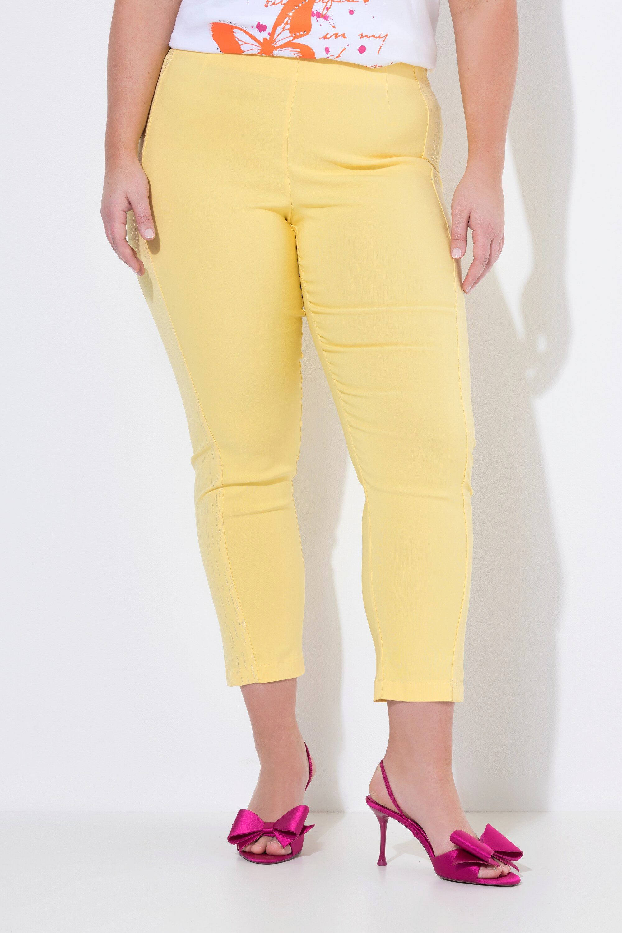 MIAMODA Schlupfhose Bengalin-Hose elastischer Slim Fit Metallic-Druck