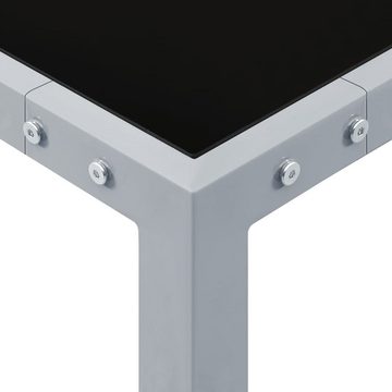 furnicato Gartentisch 130x130x72 cm Grau Stahl und Glas