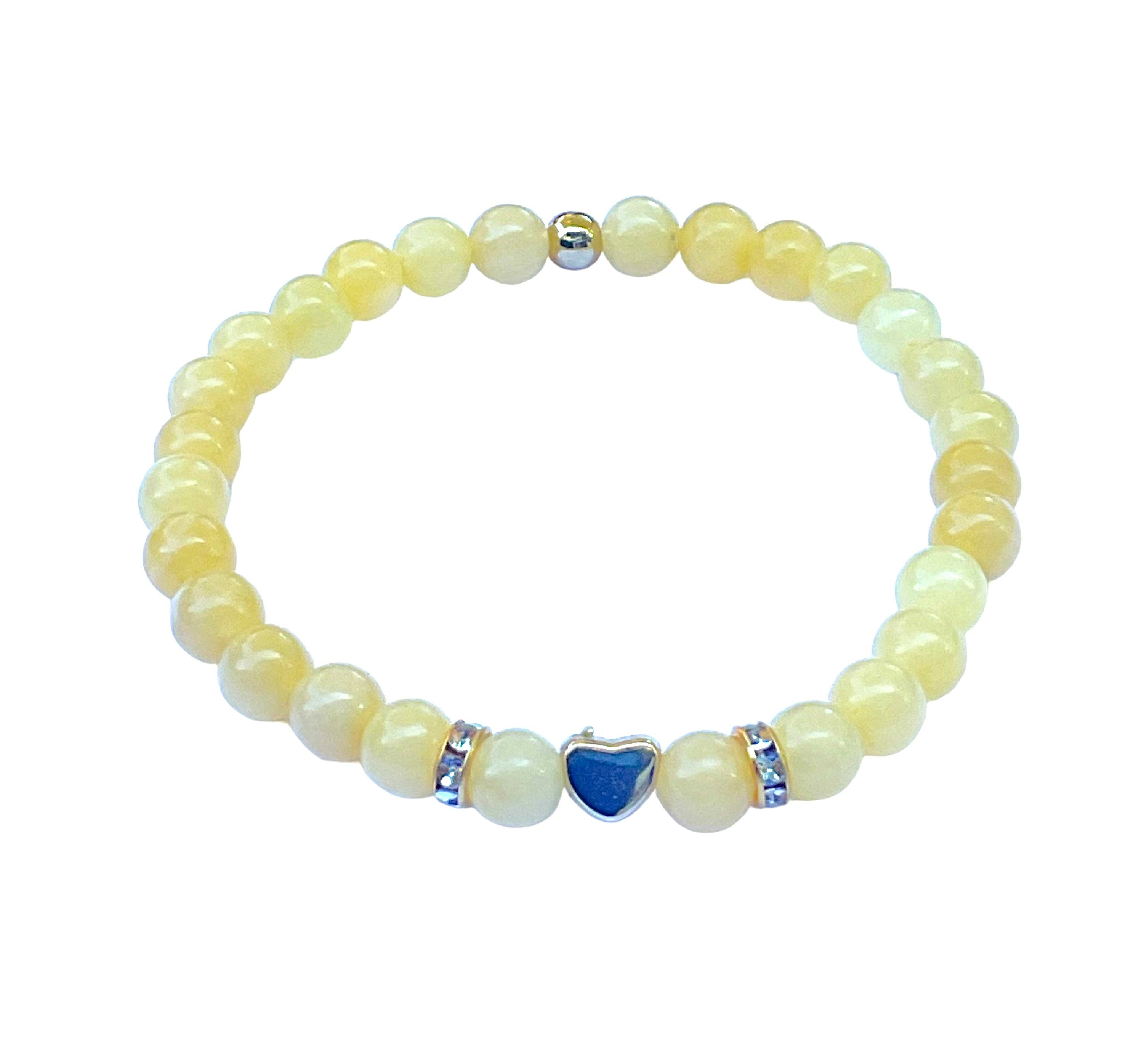 Steinfixx® Perlenarmband Edelsteinarmband gelbe Jade inclusive Geschenkbox (Armband mit Geschenkbox Größe M 18 cm, 1-tlg., 6 oder 8 mm, Natursteine), AAA-Qualität