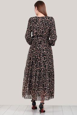 Modabout Maxikleid Langes Chiffon Kleid für Damen Braun/Schwarz - NELB0007D4515DS4 (1-tlg)