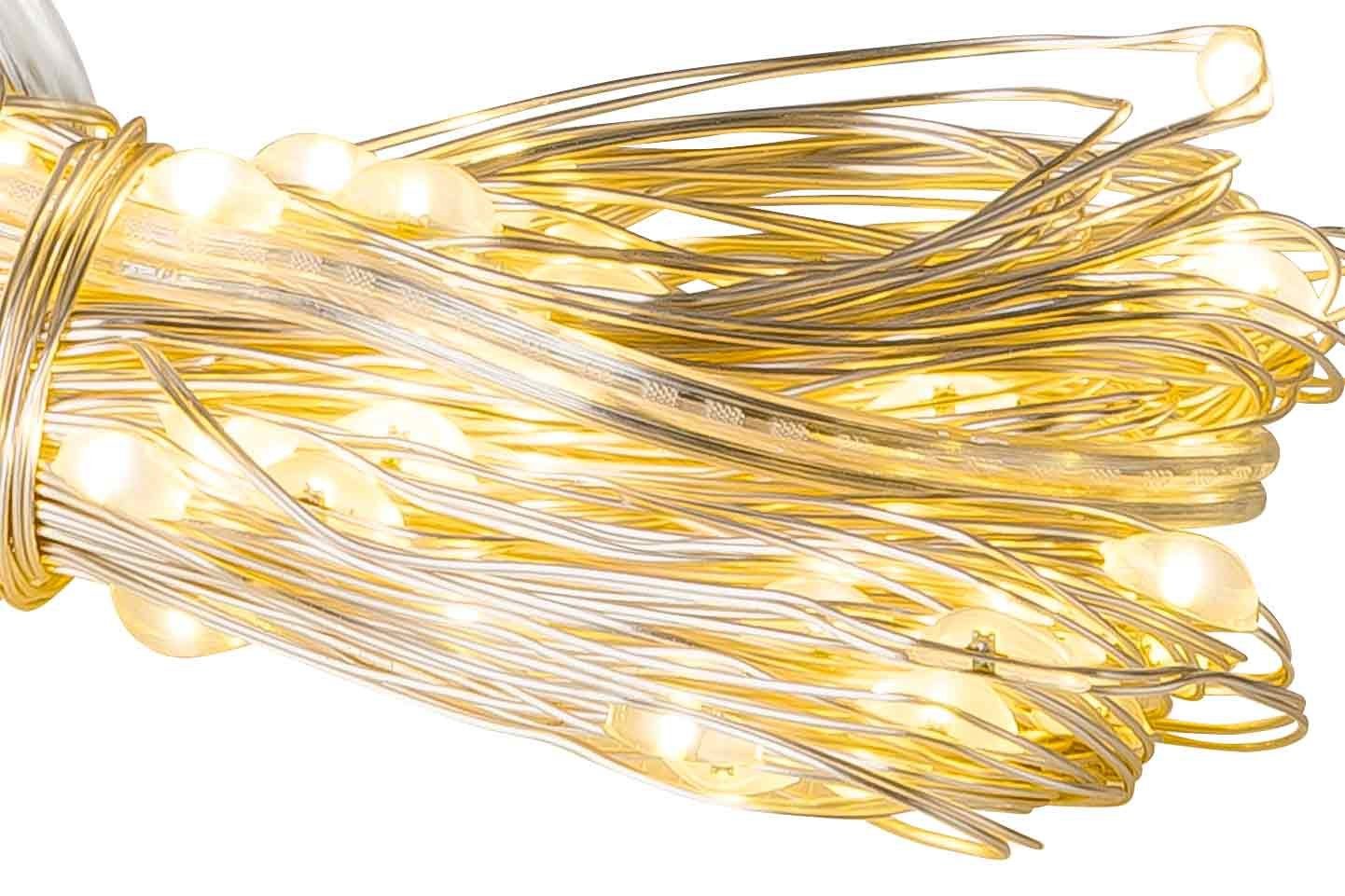 NOOR LIVING LED-Lichterkette ECO LED, Draht silber Batterie 11,9m 120 LED Timer Innen
