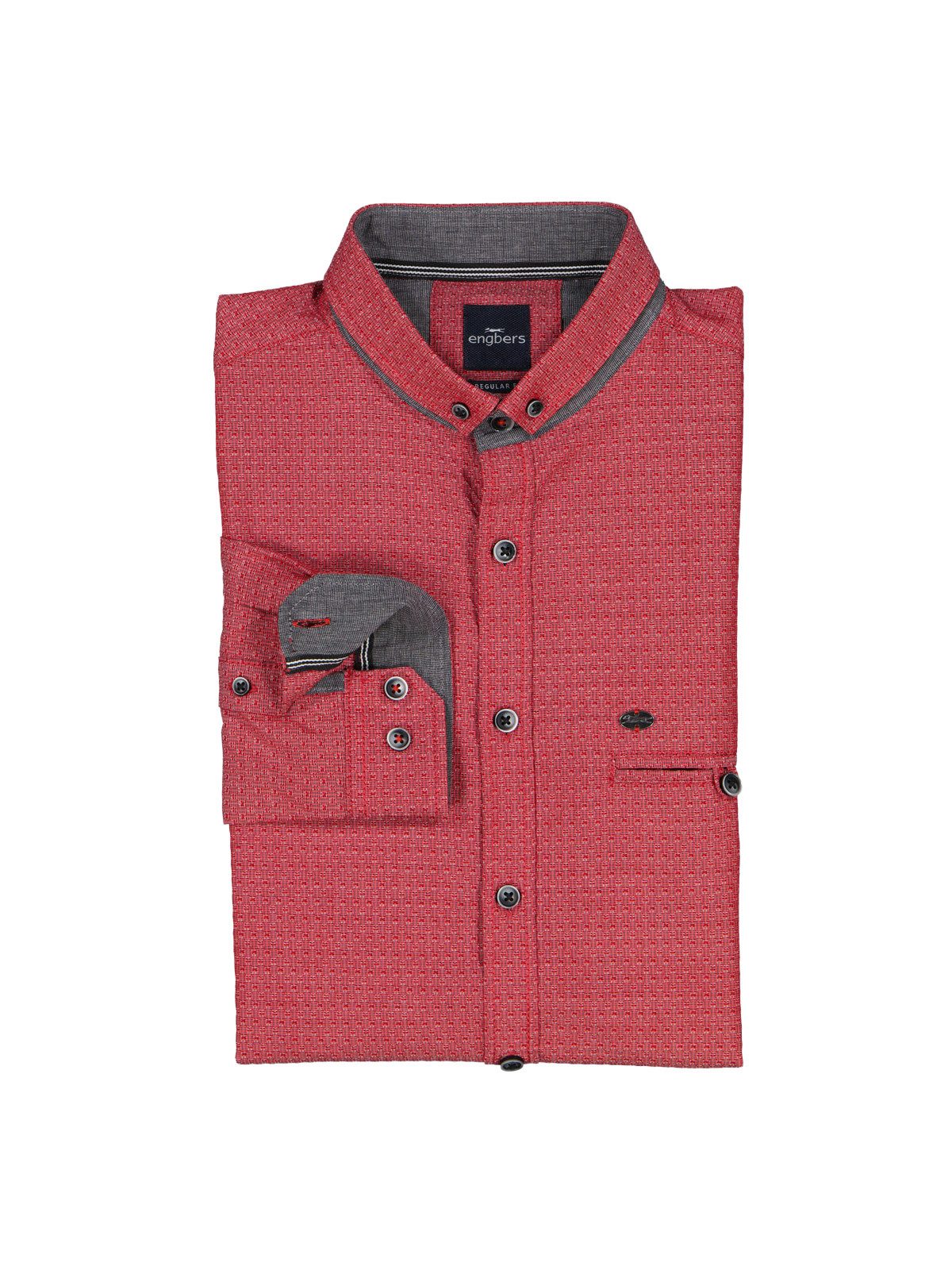 Engbers Langarmhemd engbers Herren Langarm-Hemd strukturiert, Feuerrot günstig online kaufen