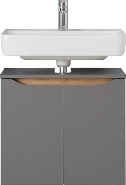 Saphir Waschbeckenunterschrank Quickset Unterbeckenschrank, 60 cm breit, 2 Türen Waschbeckenschrank mit Siphonausschnitt, ohne Waschbecken, grifflos