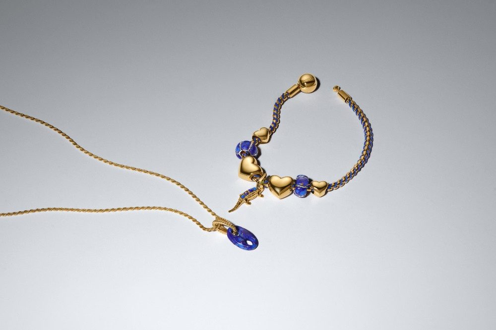 Pandora Bettelarmband Pandora Moments Blaue Kordel Schlangen Gliederarmband 563816C02-17
