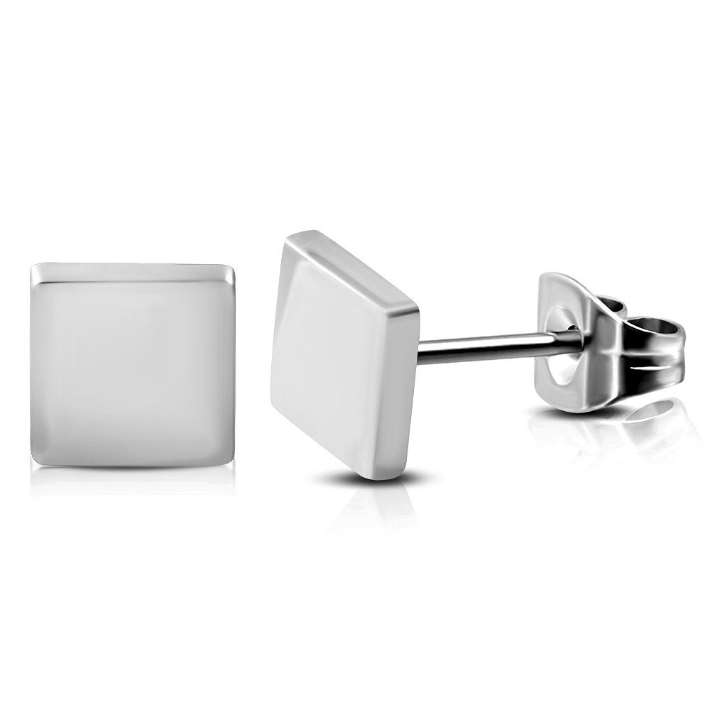 BUNGSA Ohrring-Set Ohrstecker viereckig Silber aus Edelstahl Unisex (1 Paar (2 Stück), 2-tlg), Ohrschmuck Ohrringe
