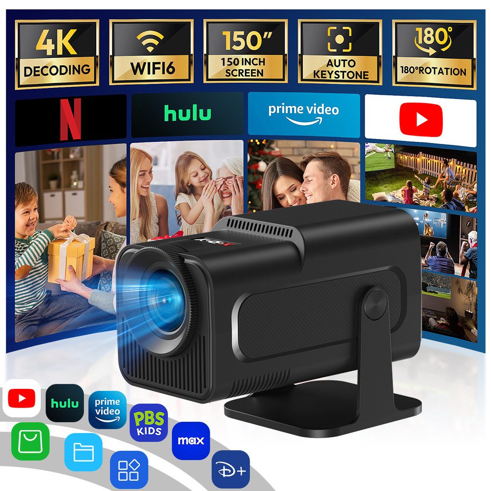 XGODY HY320 Pro Android 11, WIFI6, BT 5, Projektor Мини-проектор (18000 lm, 10000:1, 3840 x 2160 px, 180-Grad-Winkel, Native 1080p 4K unterstützt)