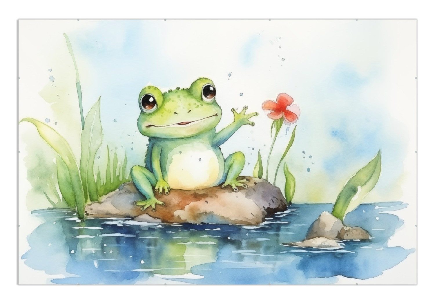 Wallario Poster, Frosch in Aquarell, in günstig online kaufen