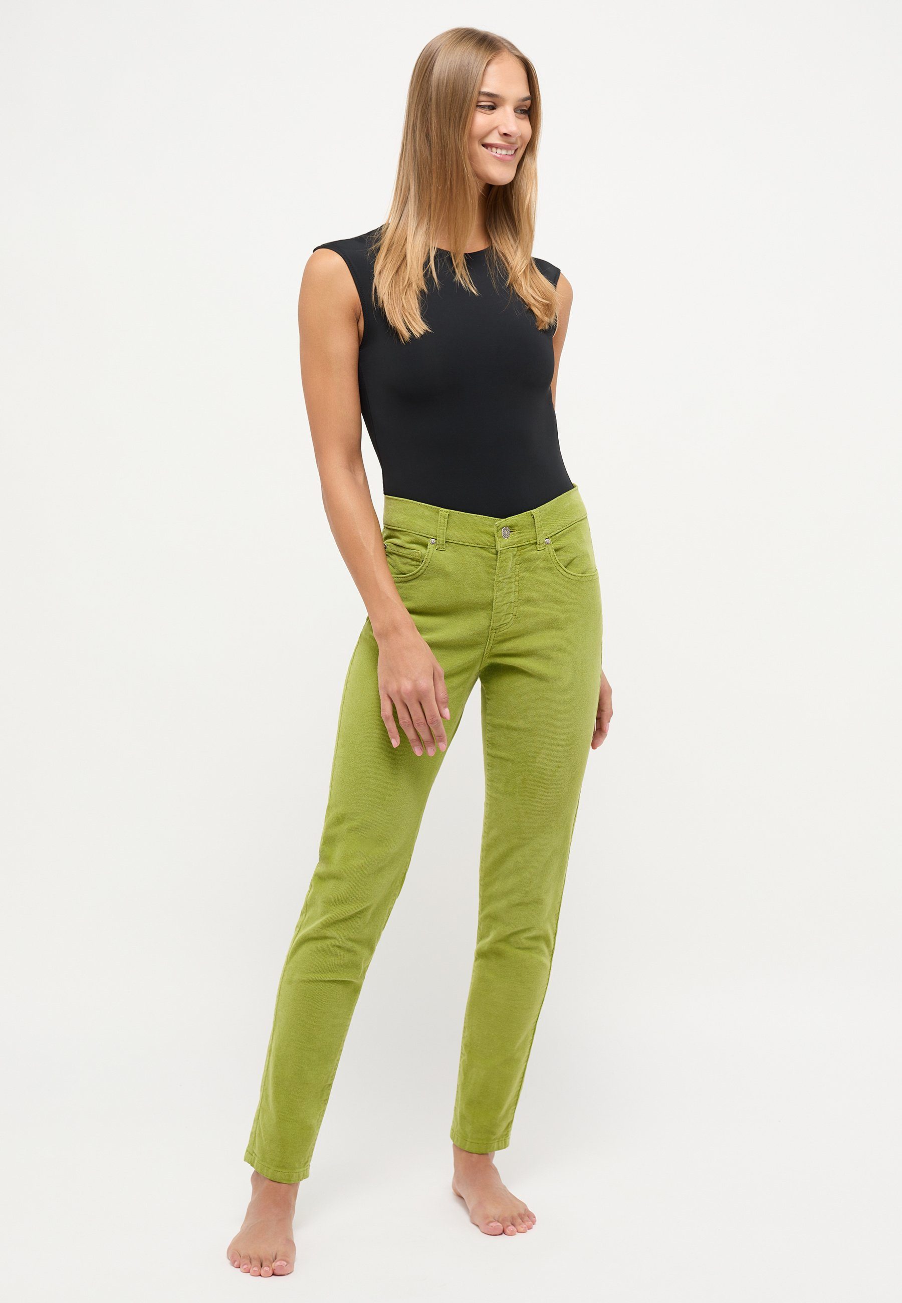 Reißverschluss Cord ANGELS Skinny in Slim-fit-Jeans Coloured mit grün Jeans