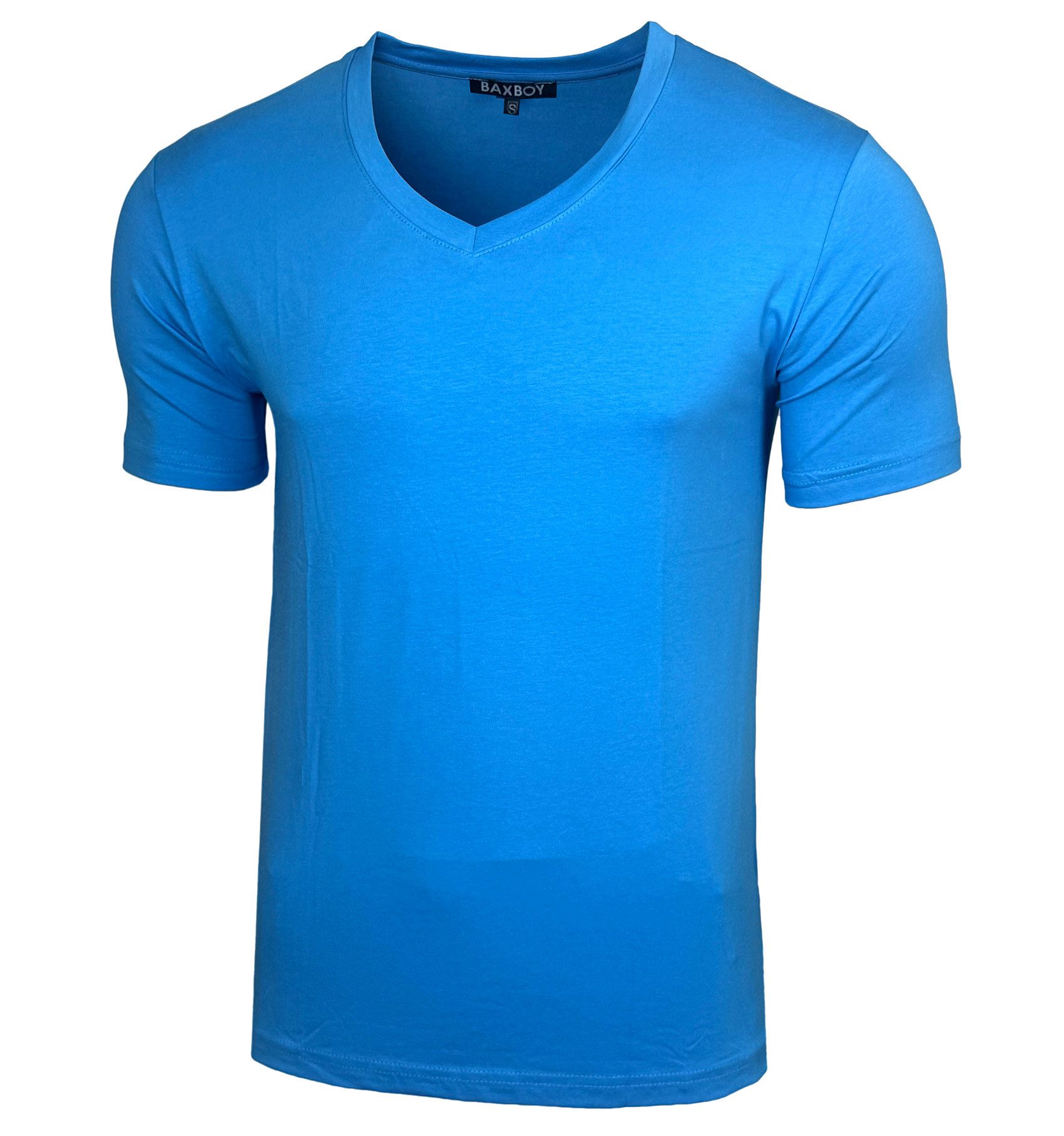 Baxboy T-Shirt Baxboy tiefer V-Ausschnitt Uni Basic Herren Kurzarm T-Shirt günstig online kaufen