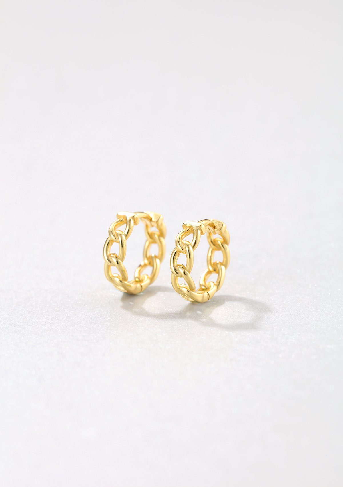 Hey Happiness Paar Creolen Silber Glieder, 18K Roségold vergoldet, Kleine Damen Ohrringe Silber 925 verflochten