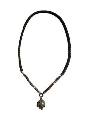 Aaron Bane Charm-Kette Skull Block Limited Edition Halskette 8mm Lederband Königskette (1-tlg)