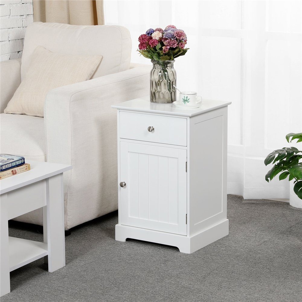 Yaheetech Nachttisch Nachtschrank 40 × 35 × 60 cm (1-St), mit 1 Schublade und 2 Fächern, Einlegeboden höhenverstellbar
