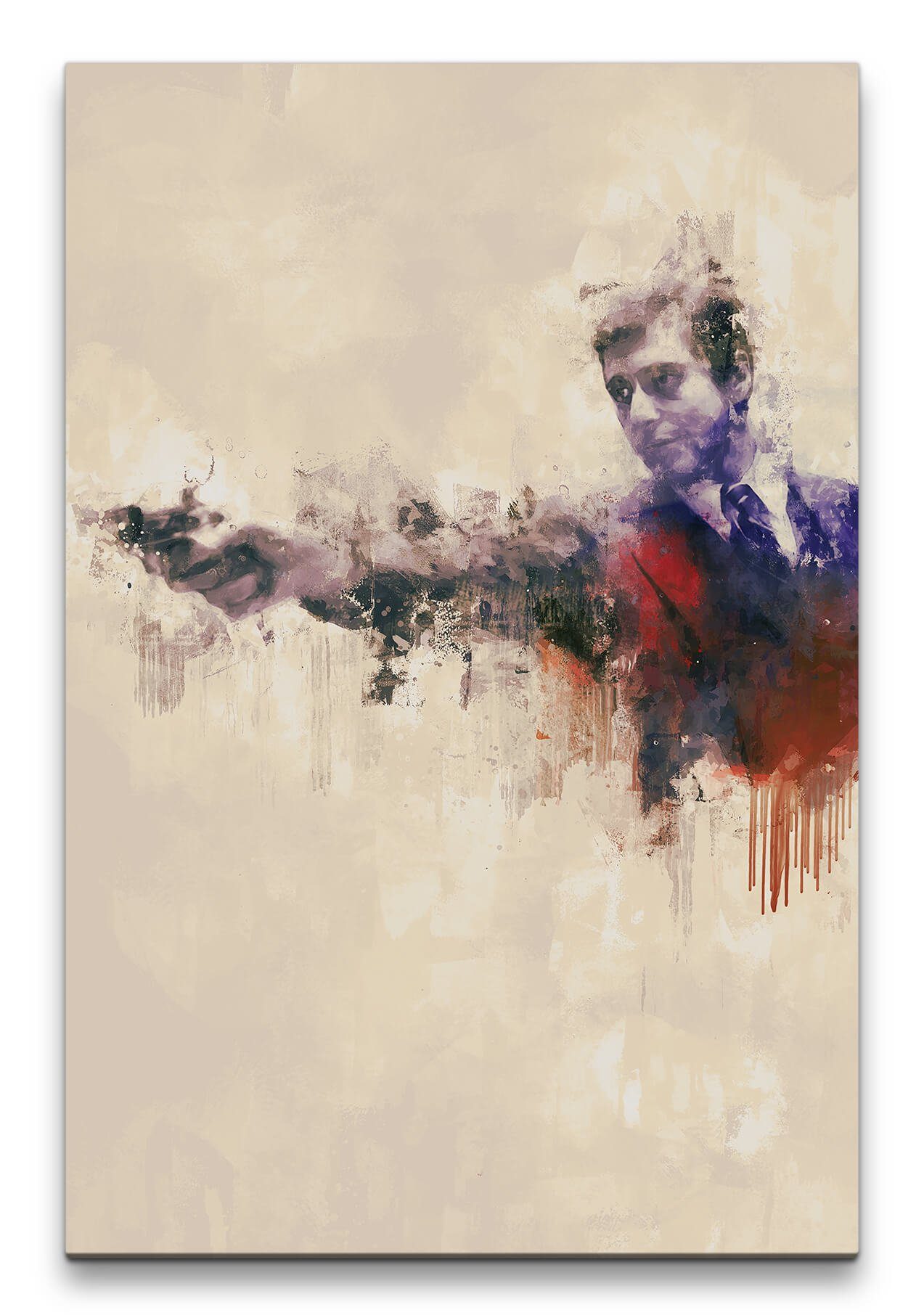 Sinus Art Leinwandbild Al Pacino Der Pate Abstrakt Kunst Kultfilm Mafia Pistole 60x90cm Leinwandbild