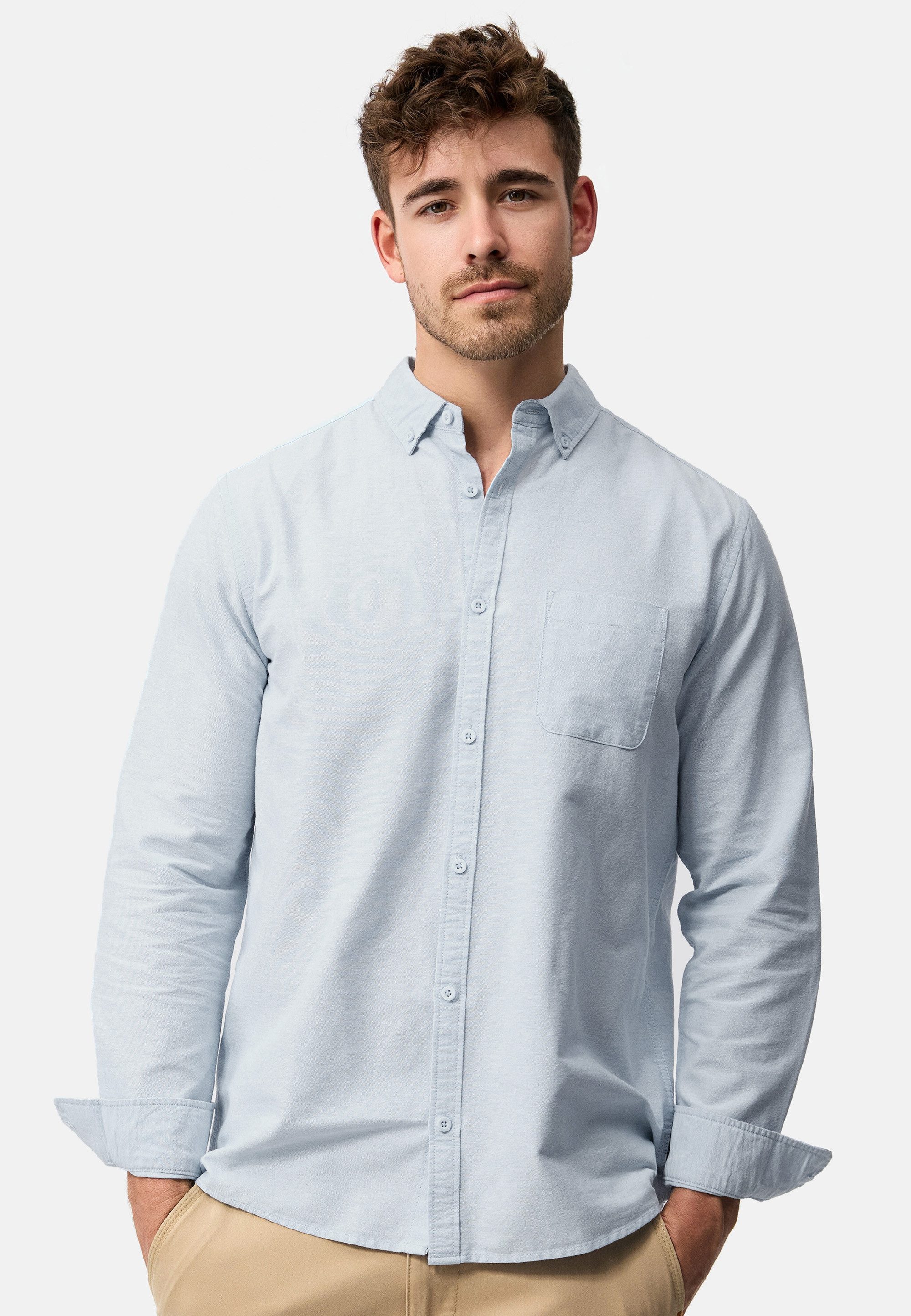 INDICODE Langarmhemd Herren Kepner Herrenhemd Langarm mit Button-Down-Kragen und Brusttasche