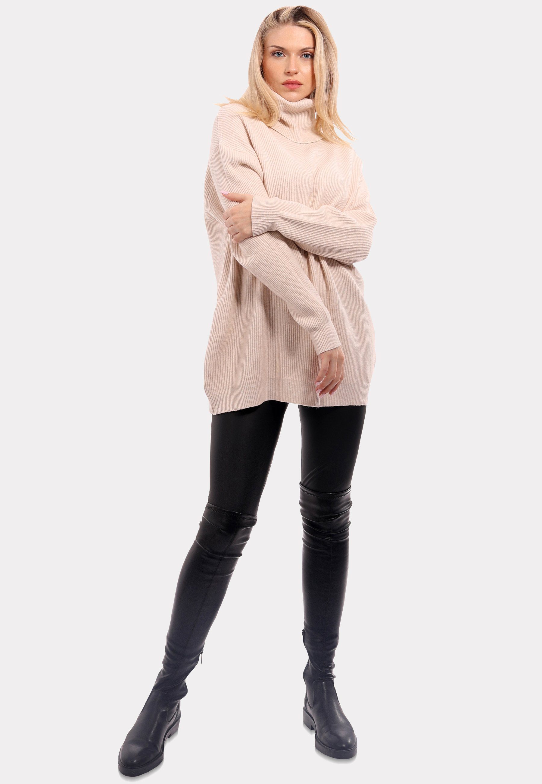 YC Fashion & Style Rollkragenpullover Turtleneck "Chic Unifarbe in " (1-tlg) Sweater wollweiß
