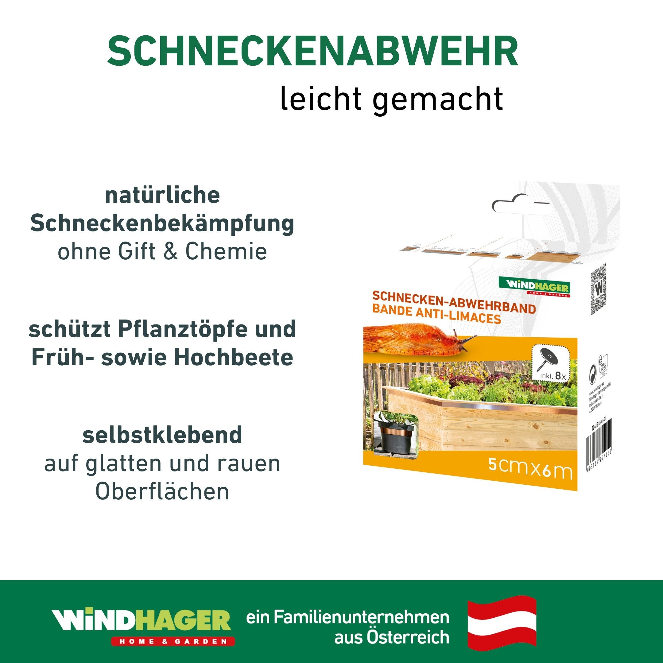 Windhager Schneckenkante aus Kupfer, Schnecken Abwehrband für Hochbeete und Pflanztöpfe, 600x5x0,01 cm, 1-St., Schneckenschutz Tape, erhältlich in 5 x 3 cm oder 5 cm x 6 m