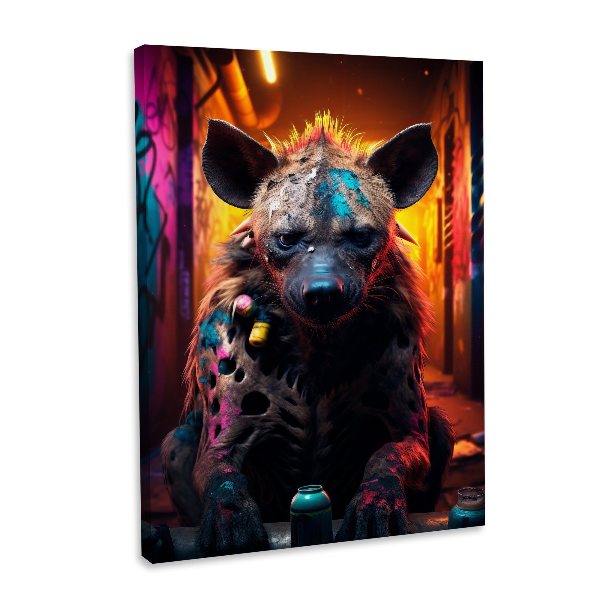 Hustling Sharks Leinwandbild Hyäne-Bild als XXL Leinwandbild "Hyena Graffiti" - exklusives Tierbild, in 7 unterschiedlichen Größen verfügbar