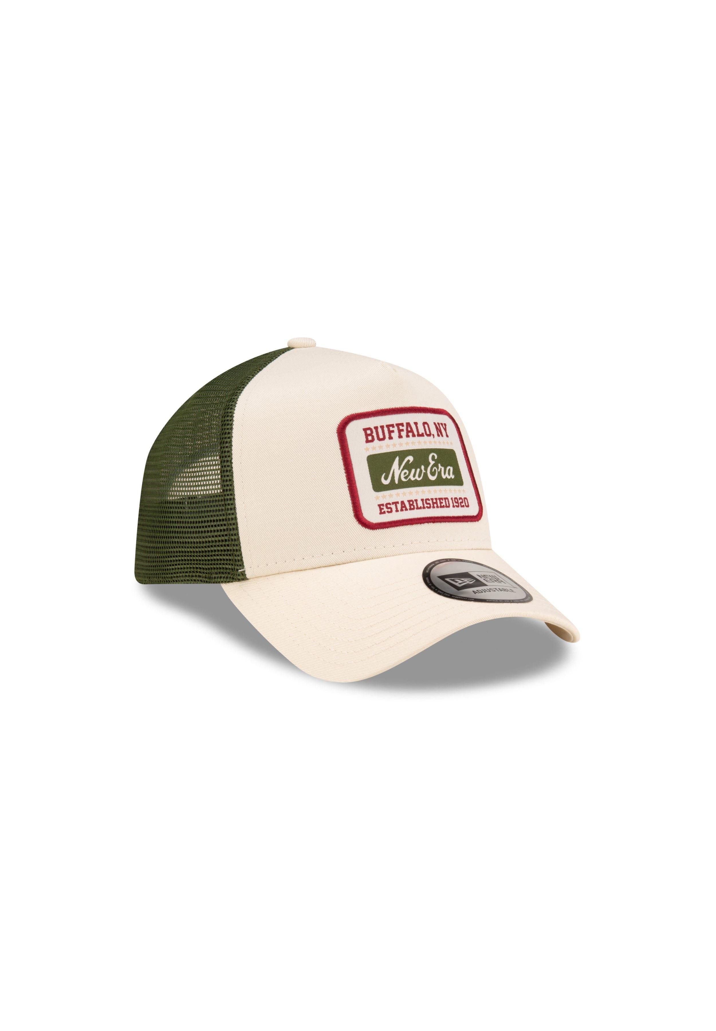 New Era Baseball Cap NE Script Patch Beige Verstellbare A-Frame Trucker Cap New Era (1-St)