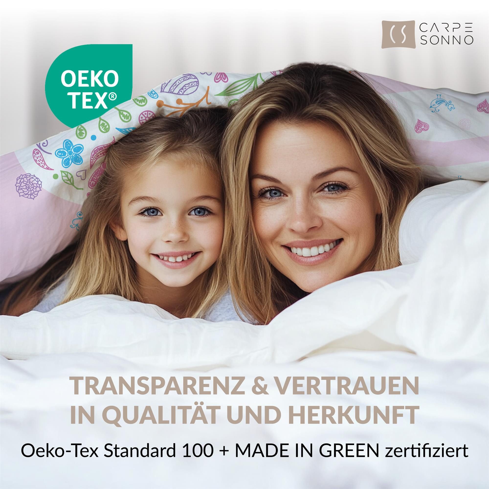 Carpe Sonno Kinderbettwäsche 135 x 200 Mädchen Leuchtend Bettwäsche Kinder Rosa Herz Blumen +SPIELE, Renforcé, 2 teilig, GLOW IN THE DARK Bettbezug 135x200 - 10 – Bild 5 von 5