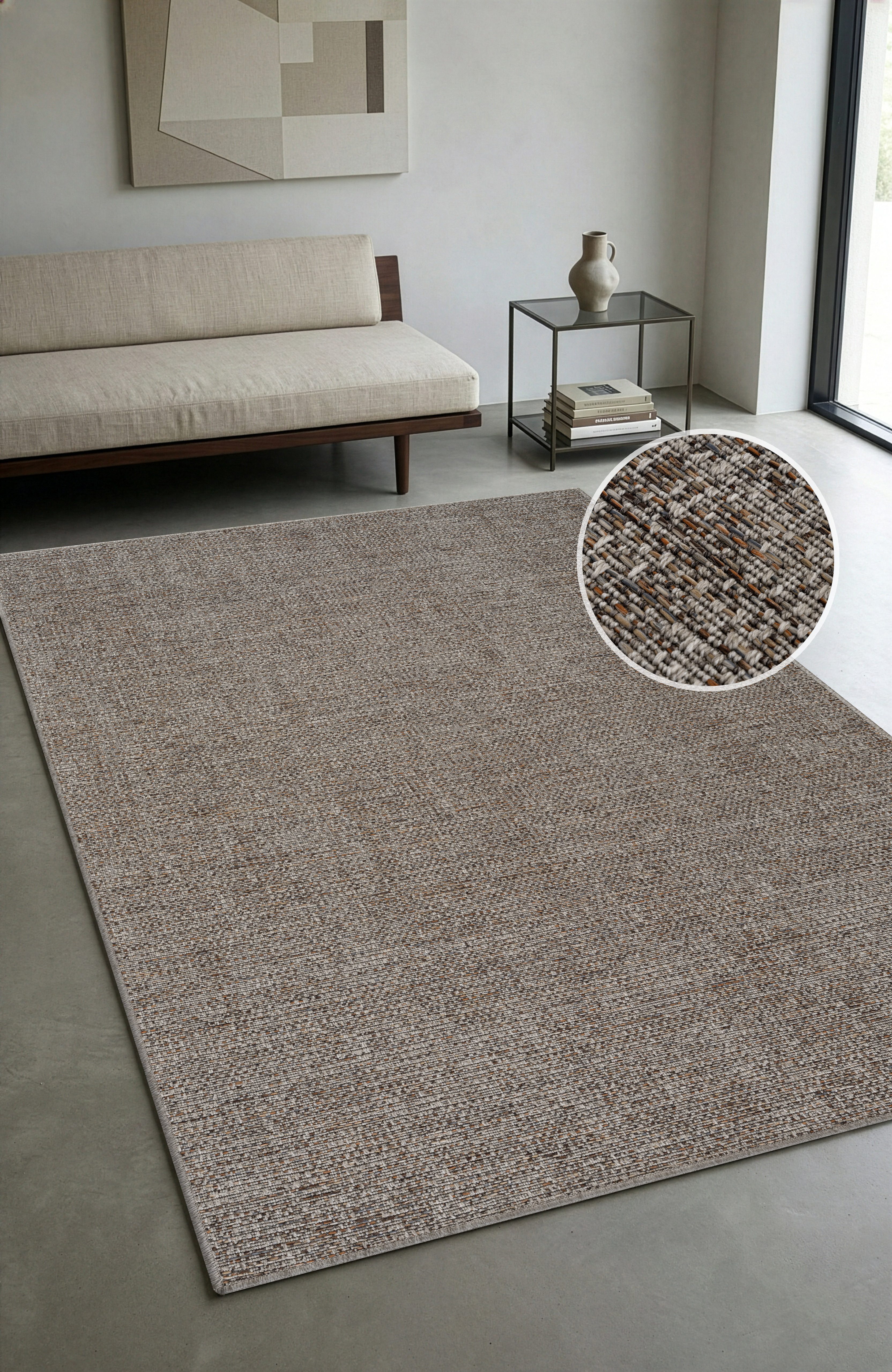 OTTO home Teppich Lennor, In- und Outdoor geeignet, Balkon, Camping, rechteckig, Höhe: 8 mm, Wetterfest & UV-beständig, meliert, Sisal-Optik, Esszimmer, Wohnzimmer