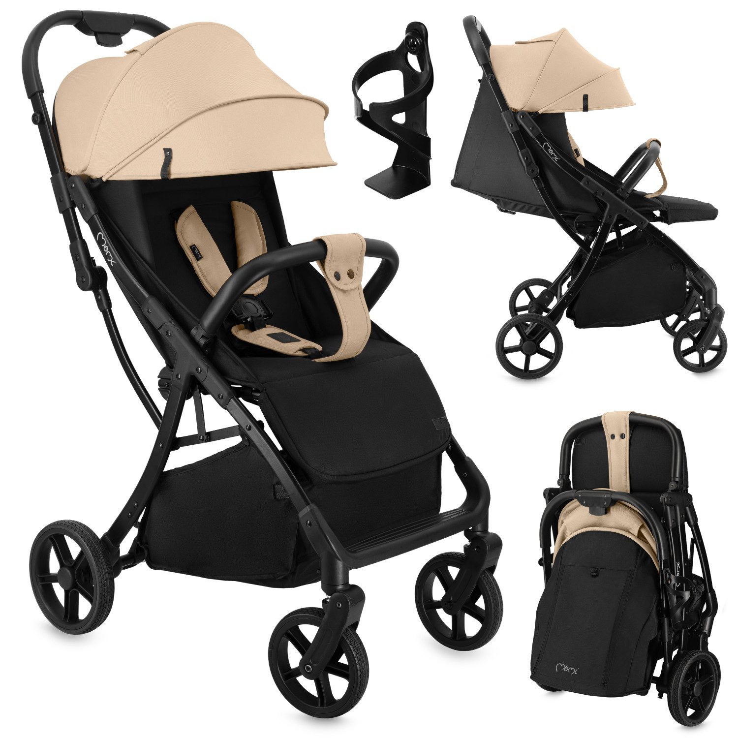 MoMi Kinder-Buggy Paola, Automatisch faltbar & vollgefedert bis 22 kg