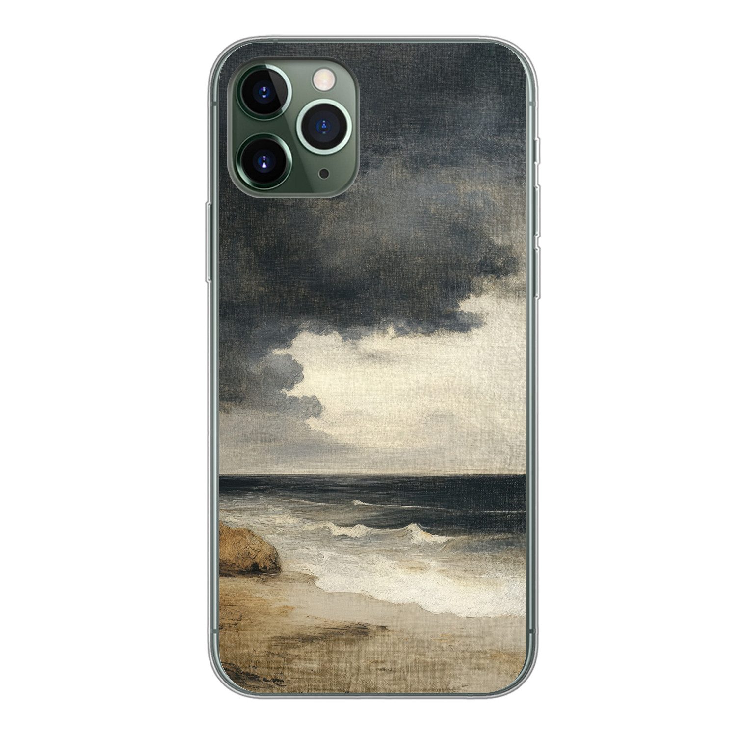 MuchoWow Handyhülle für Apple iPhone 11 Pro Küste - Wellen - Felsen - Sturm, Smartphone-Bumper, Print, Handy Schutzhülle Dünn