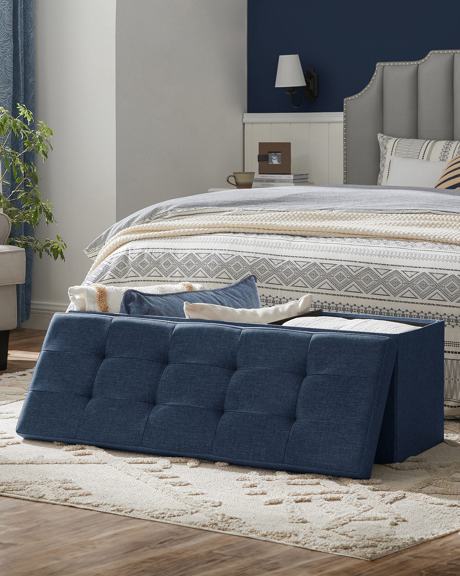 SONGMICS Sitzbank sitzhocker, 76/110cm mit Stauraum, klappbare Sitztruhe, F günstig online kaufen