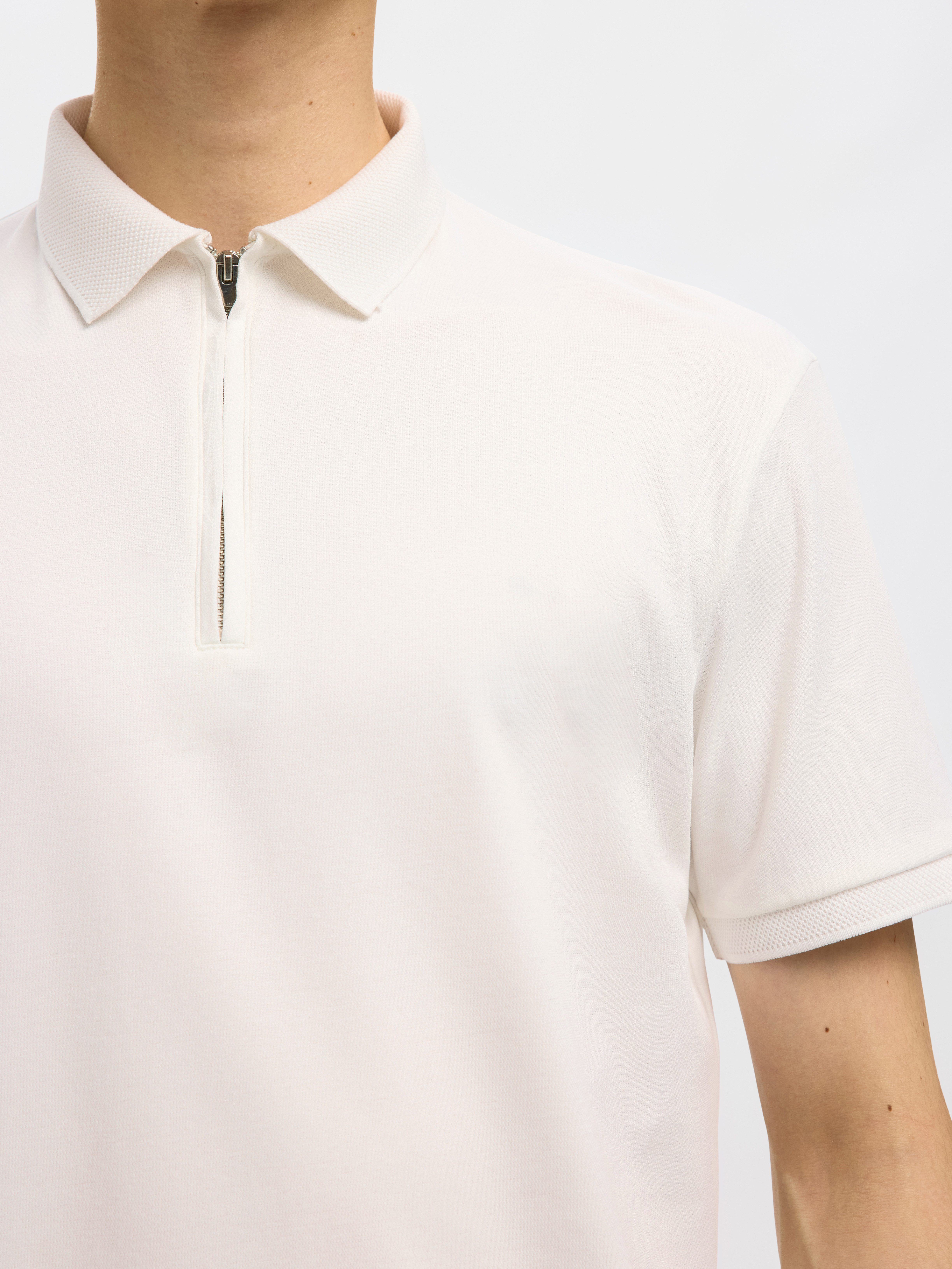 Selected Poloshirt SLHFAVE ZIP SS POLO NOOS Baumwollmischung, regular fit