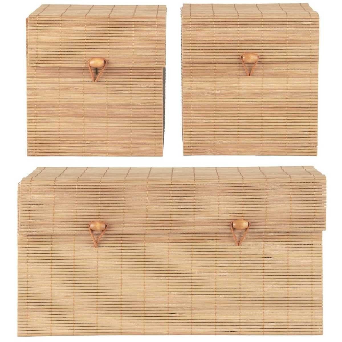 Ib Laursen Kiste Bambus Kisten 3er Set mit Deckel Deko Wohnaccessoire