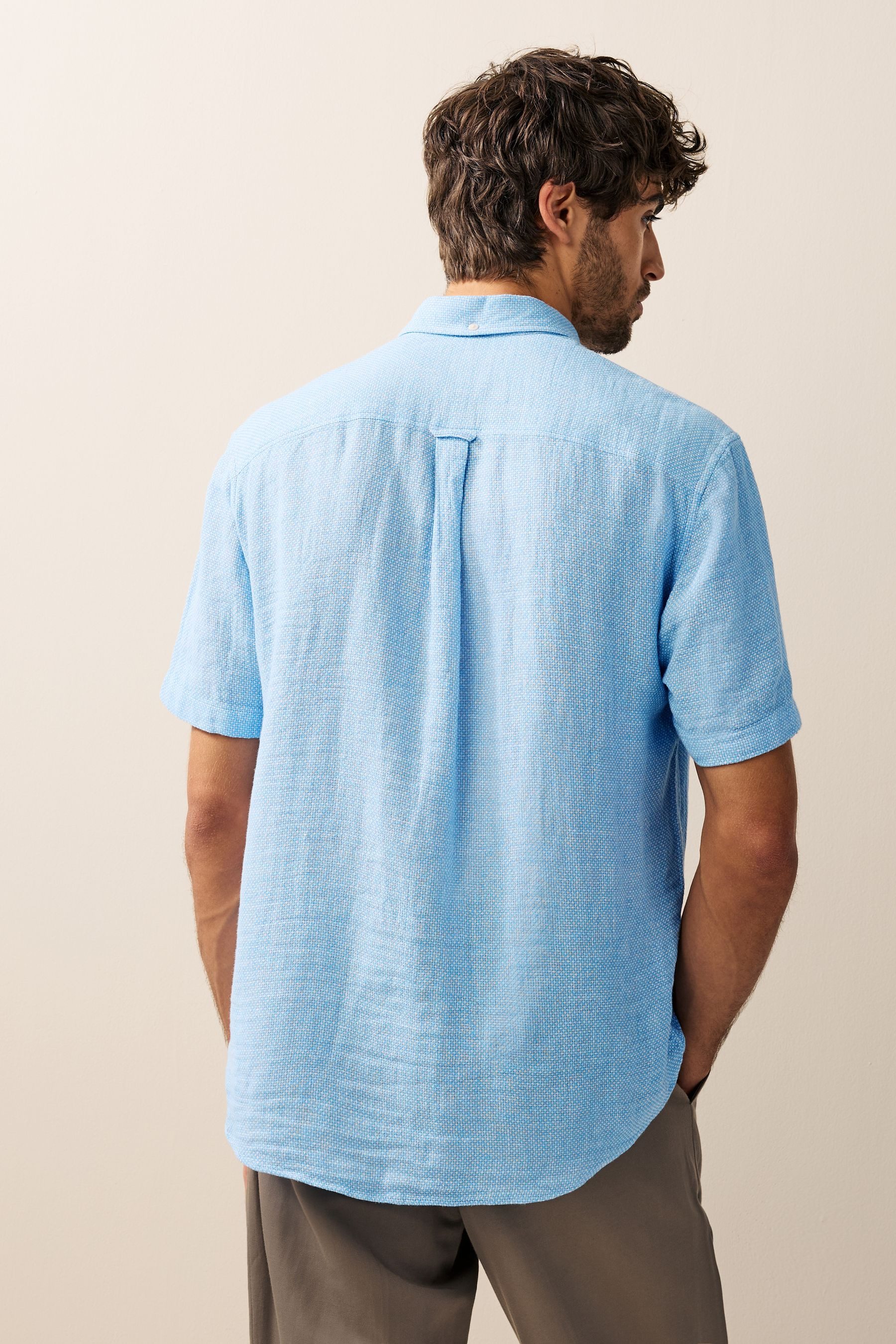 Next Kurzarmhemd Kurzärmeliges Hemd aus Leinen-Baumwollgemisch (1-tlg) günstig online kaufen