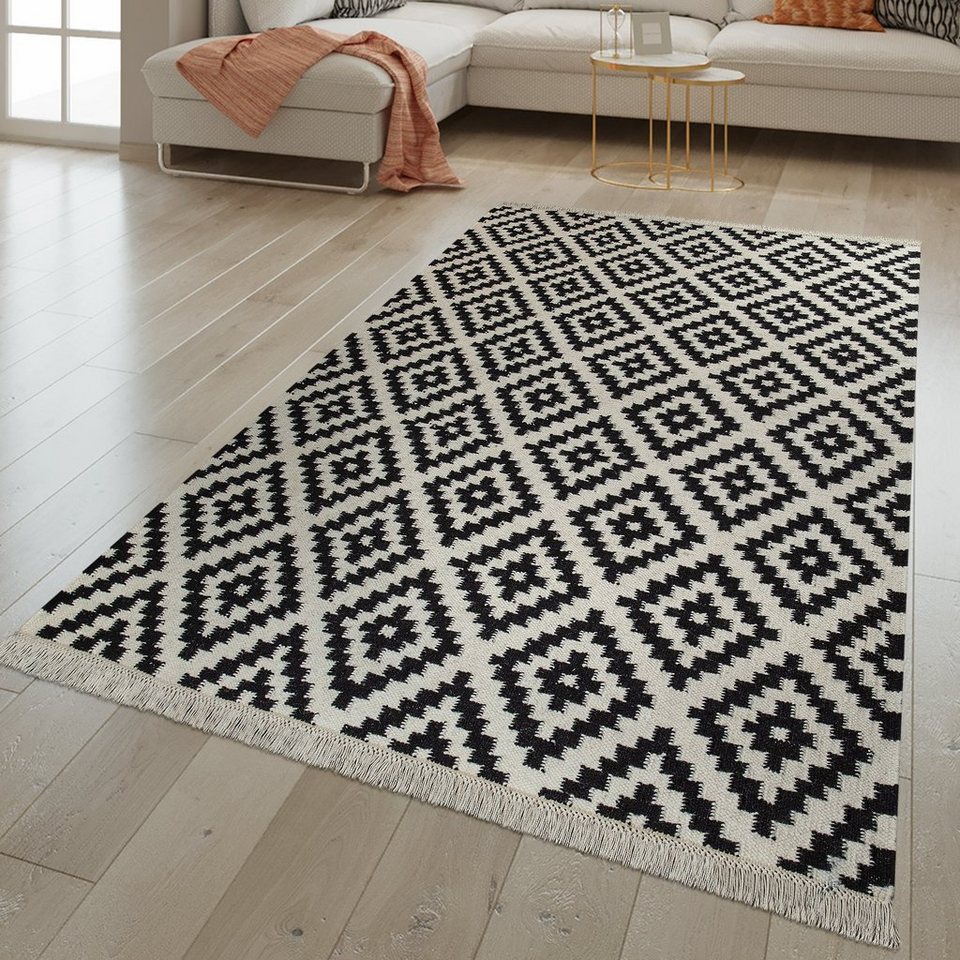 Orientteppich Handgewebter Fransen Trend Teppich, TT Home, rechteckig, Höhe:  12 mm