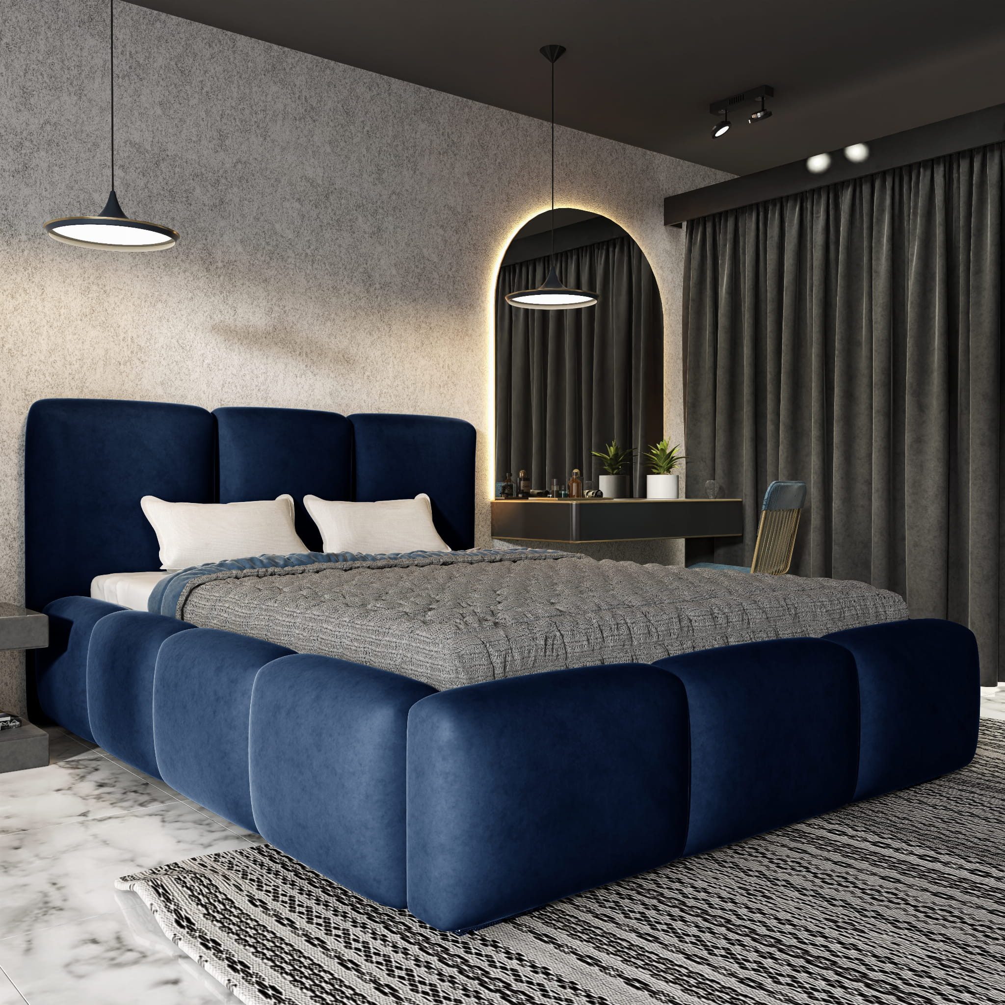 thematys Polsterbett Bettkasten + Lattenrost Stauraumbett 140x200 160x200 180x200 200x200cm (edles Designer Bett mit viel Stauraum – weich, modern und pflegeleicht, Inklusive Lattenrost: Metallgestell mit hydraulischer Klappfunktion), hochwertiger VELVET Stoff in vielen Farben, Blau, Grau, Schwarz, Beige