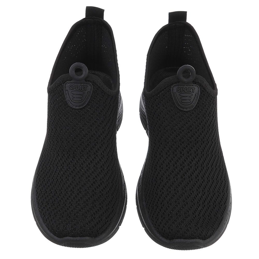 Ital-Design Damen Low-Top Freizeit Slipper (88851314) Keilabsatz/Wedge Sneakers Low in Schwarz