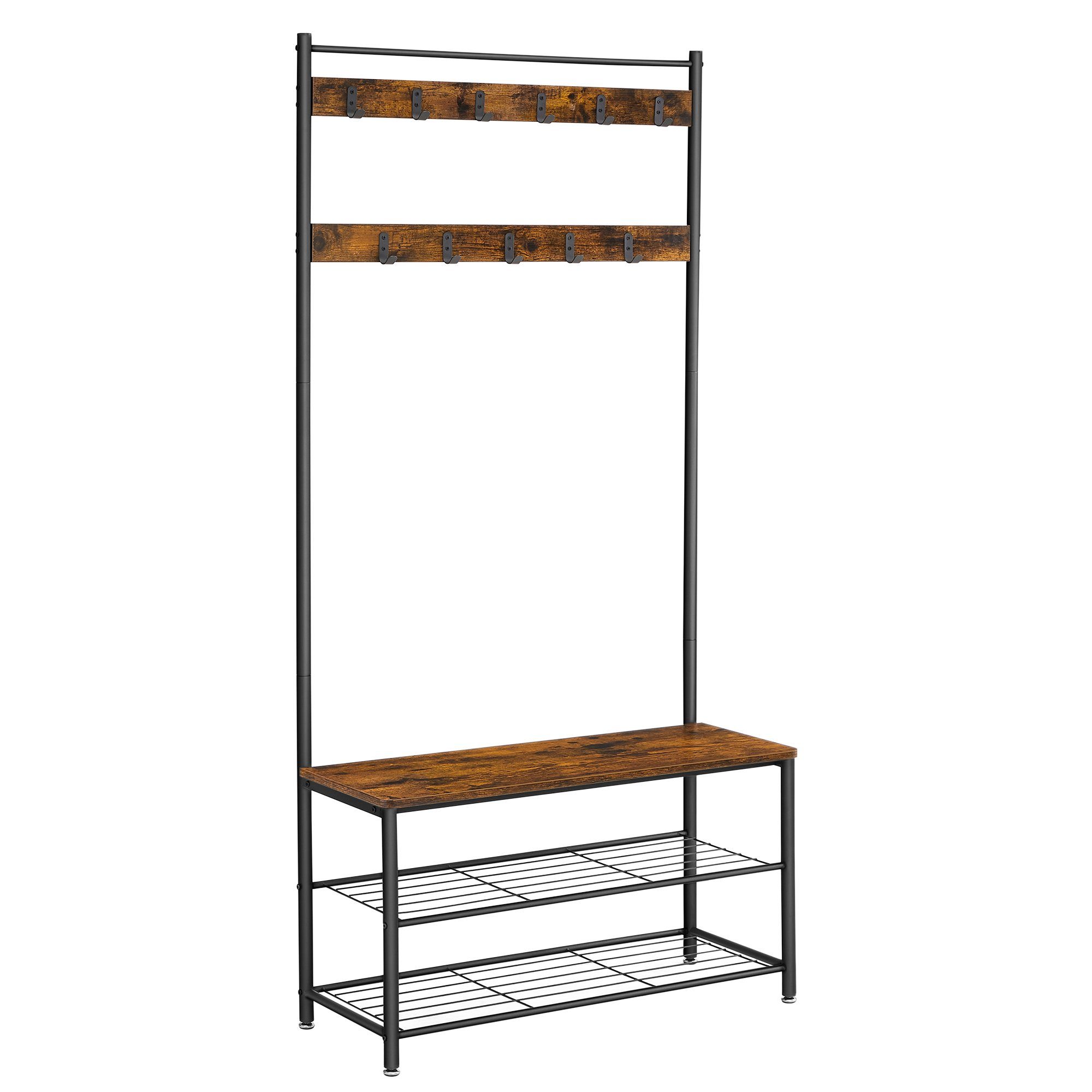 VASAGLE Вешалки Garderobe, Вешалки для одежды, mit Schuhbank, 3-in-1 Design, Stahl, 32 x 85 x 175 cm