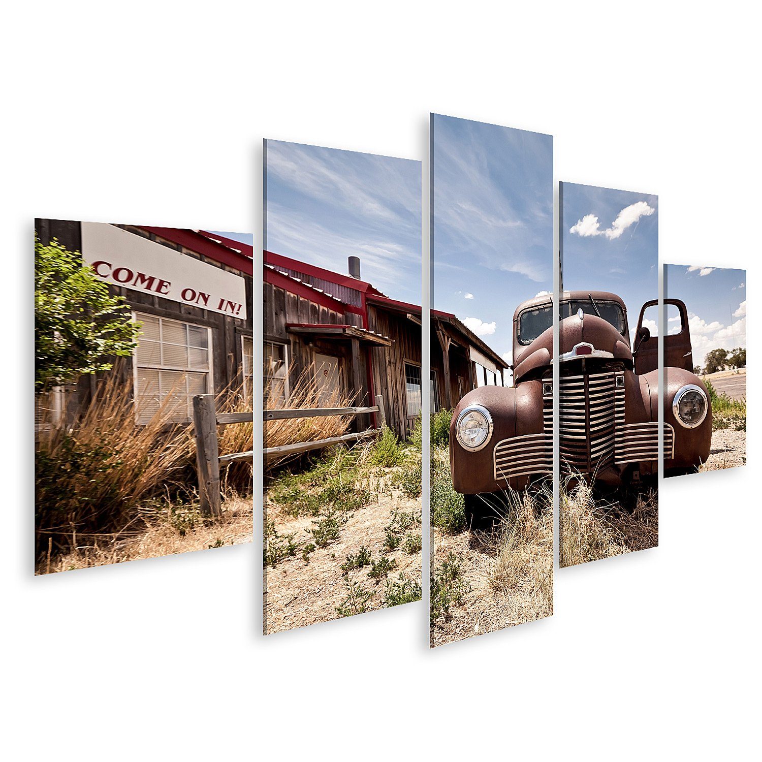 Leinwandbild Bild auf Leinwand Verlassenes Restaraunt auf der Route 66 Straße Wandb