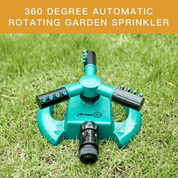 HOMECALL Kreisregner Wassersprinkler Gartenbrausen Bewässerungssysteme Rasensprenger, (1-tlg, für Rasen, Pflanzen, Garten,Blumen, Gemüse), 3-armig, 360° rotierend automatisches Gartenbewässerung