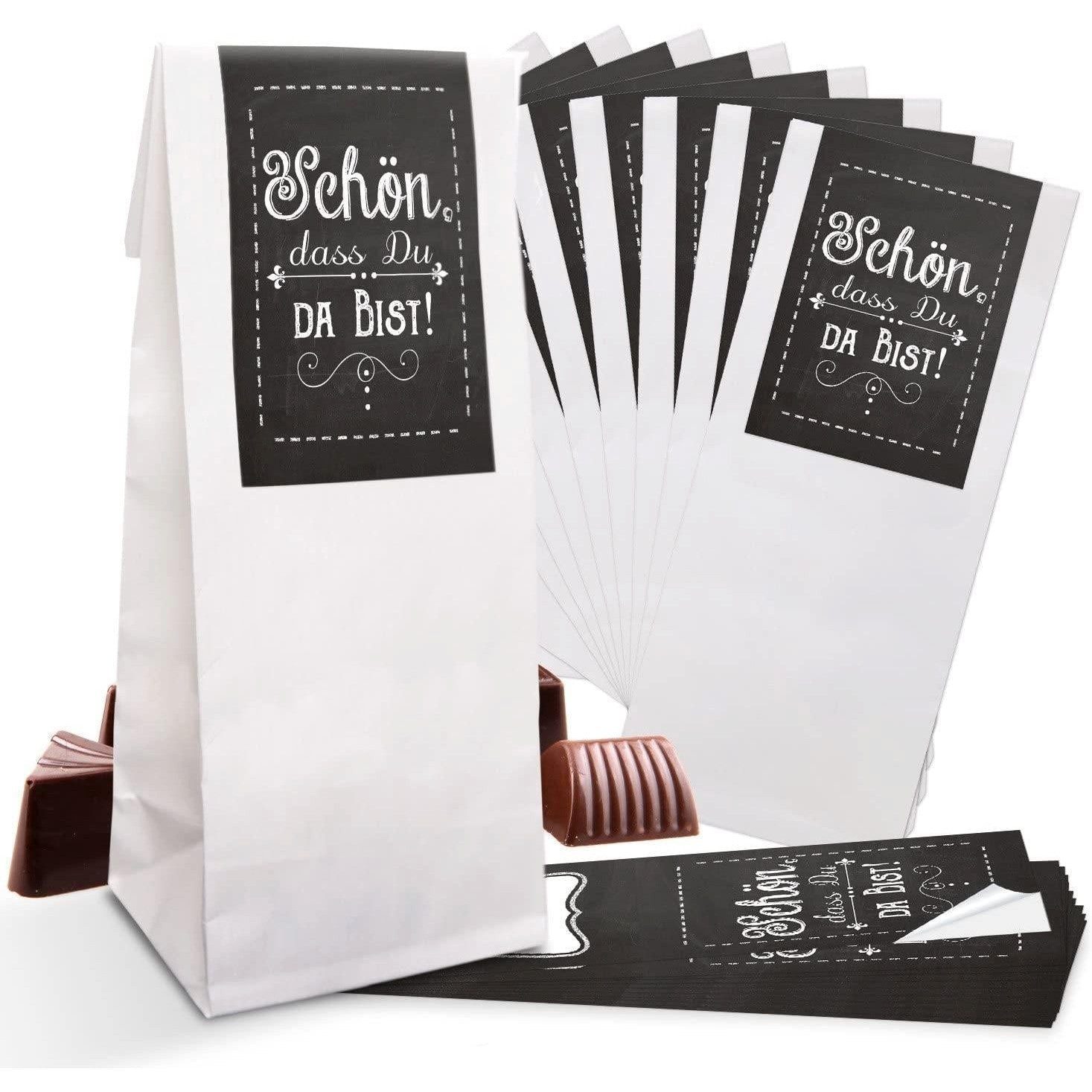 Logbuch-Verlag Geschenkpapier 25 kleine weiße Papiertüten mit Folieneinlage 7 x 4 x 20,5 cm + 25