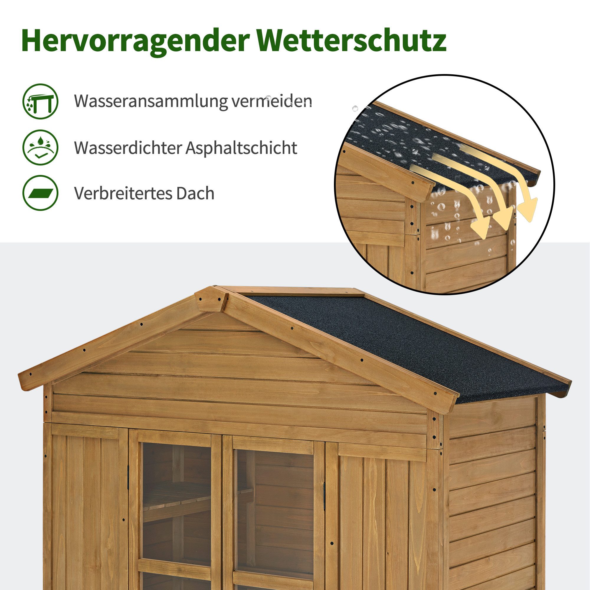 MCombo Gerätehaus M MCombo Gartenschrank Gartenhaus Geräteschrank Wetterfest 1743D Natur, Wetterfes, mit 6 Regale, Outdoor – Bild 5 von 5