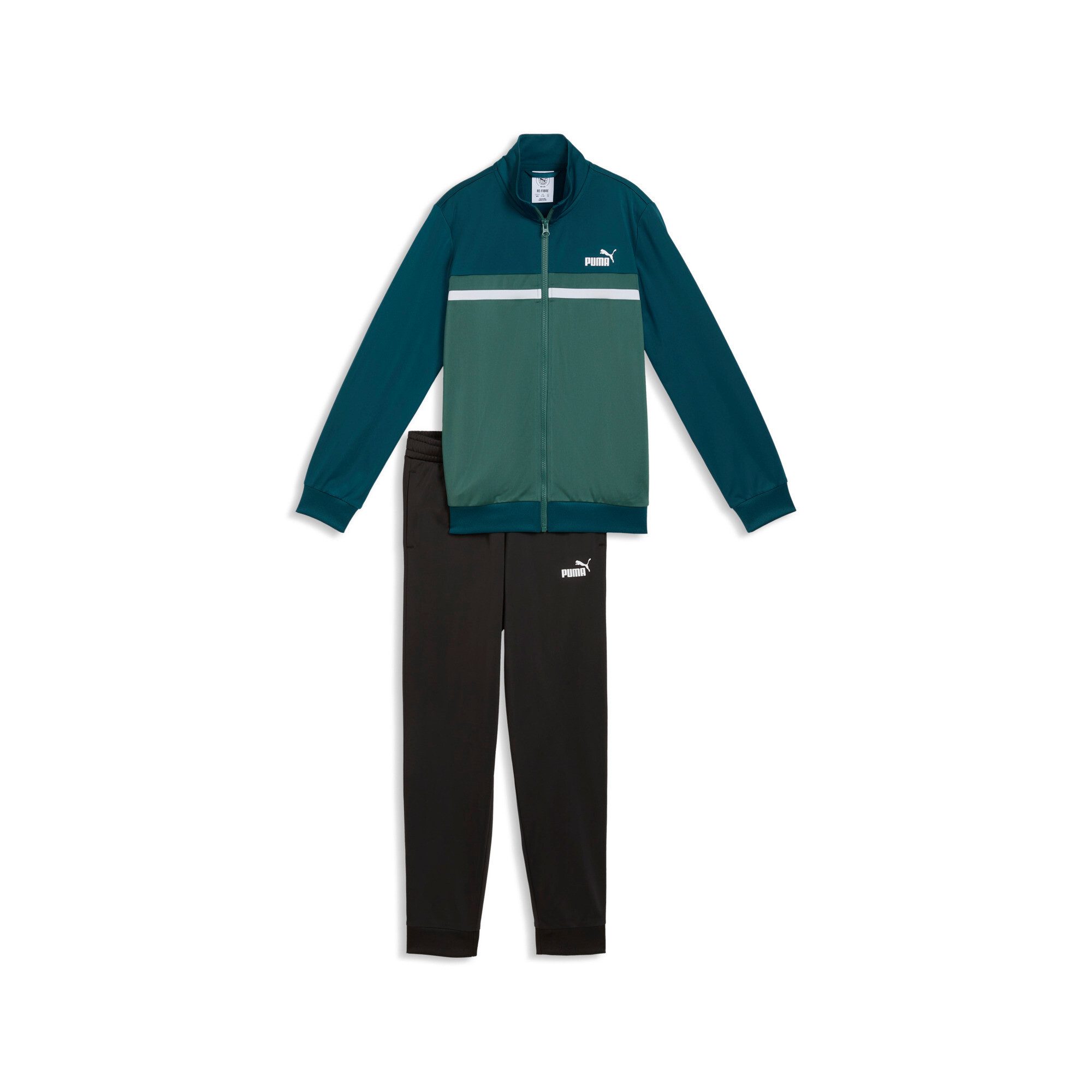 PUMA Trainingsanzug POLY COLORBLOCK SUIT B (2-tlg), zweiteiliges Set, mit Reißverschluss am Oberteil, aus Polyester
