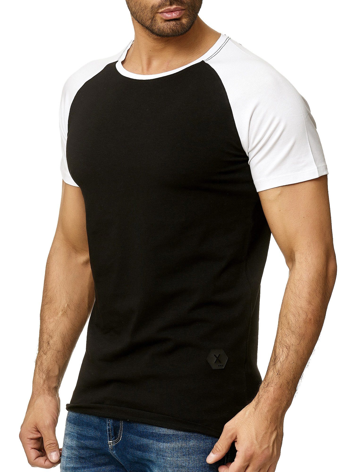 Polo T-Shirt Fitness Freizeit (Shirt Schwarz 1302C Kurzarmshirt OneRedox 1-tlg) Casual Weiss Tee,