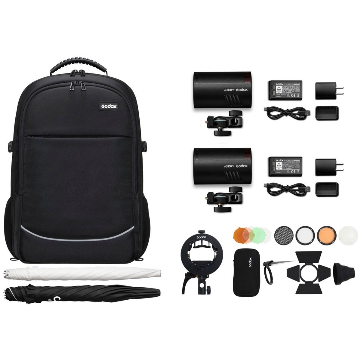 Godox AD100Pro - K2 Dual flash Rucksack kit Studio-Blitzgerät