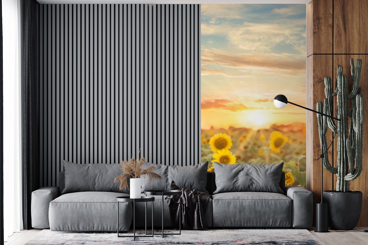 MuchoWow Fototapete Sonnenblume - bedruckt, (2 St), Matt, Blumen, Schlafzimmer für Wohnzimmer Küche, Vliestapete Sonne Fototapete 