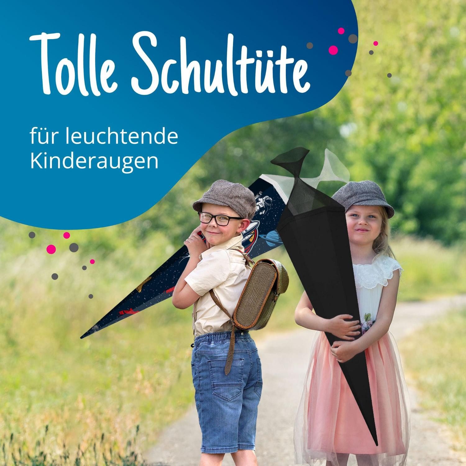 itenga Schultüte itenga Bastelschultüte mit Verschluss SCHWARZ 6eckig 85cm