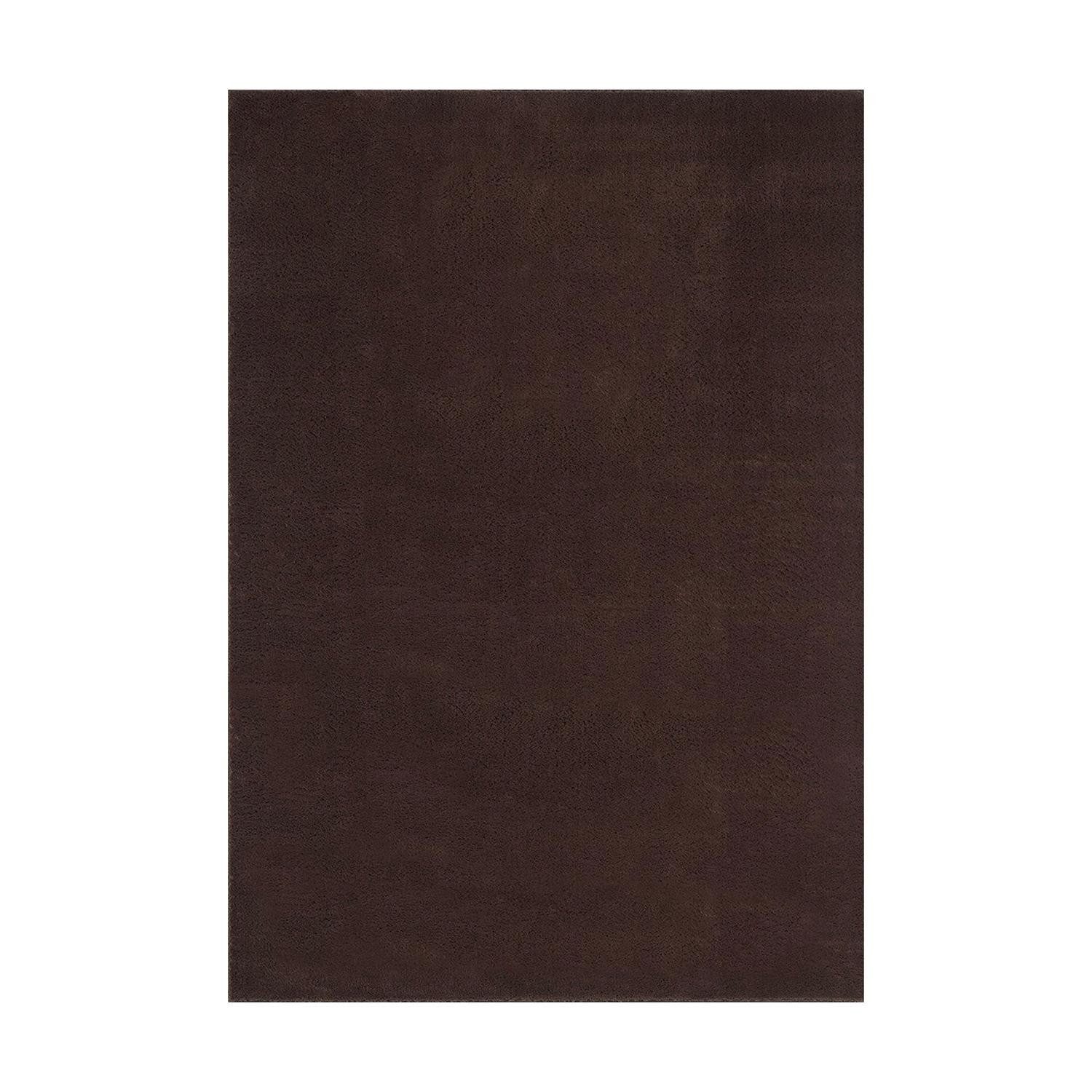merinos Hochflor-Teppich LOFT, 80 x 150 cm, Braun, Polyester, Uni, rechteckig, Höhe: 19 mm, rutschhemmend und waschbar