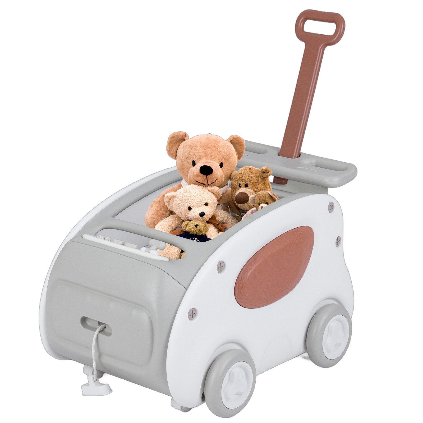 COSTWAY Lauflernwagen, 2-in-1 Lauflernhilfe mit Rädern, klappbarer Sitz