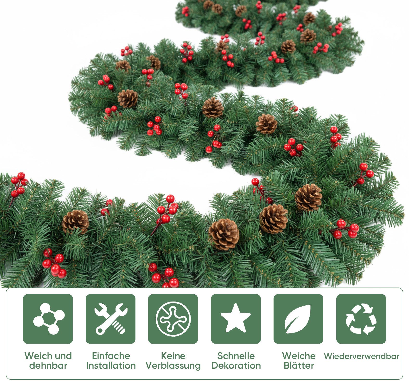 Kunstgirlande Weihnachtsgirlande Tannengirlande Künstlicher Weihnachtskranz günstig online kaufen